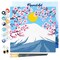 Figured'Art Mini Paint by Numbers Kit for Adults with Frame Cherry blossom and Mount Fuji Small format 8"x8" - Craft Art Painting DIY Canvas Already Stretched on a Wooden Frame